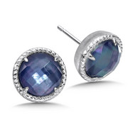 Blue Shell Earrings in Sterling Silver