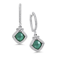 Green Agate Earrings in Sterling Silver