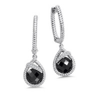 Onyx & Diamond Earrings in Sterling Silver