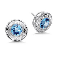Blue Topaz Earrings in Sterling Silver