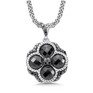 Onyx & Black Diamond Pendant in Sterling Silver