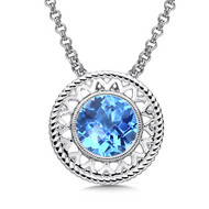 Blue Topaz Pendant in Sterling Silver