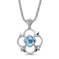 Blue Topaz Pendant in Sterling Silver