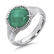 Green Agate Ring in Sterling Silver