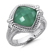 Green Agate Ring in Sterling Silver