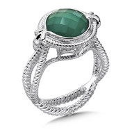 Green Agate Ring in Sterling Silver