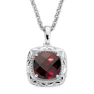 Garnet Pendant in Sterling Silver