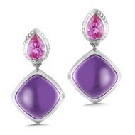 Amethyst & Pink Sapphire Earrings in Sterling Silver