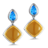 Blue Topaz & Citrine Earrings in Sterling Silver