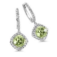 Green Amethyst Earrings in Sterling Silver