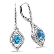 Blue Topaz Earrings in Sterling Silver