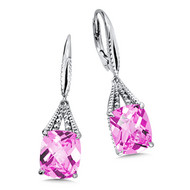 Pink Sapphire Earrings in Sterling Silver