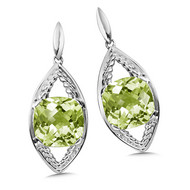 Green Amethyst Earrings in Sterling Silver