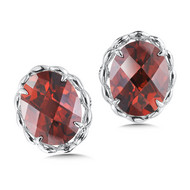 Garnet Earrings in Sterling Silver