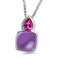 Amethyst & Pink Sapphire Pendant in Sterling Silver