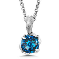 London Blue Topaz Pendant in Sterling Silver