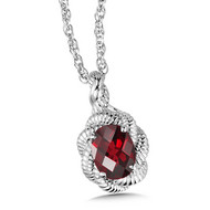 Garnet Pendant in Sterling Silver