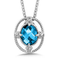 London Blue Topaz Pendant in Sterling Silver