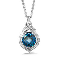 Blue Topaz Pendant in Sterling Silver