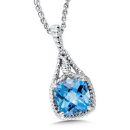 Blue Topaz Pendant in Sterling Silver