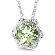 Green Amethyst Pendant in Sterling Silver