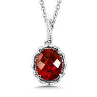 Garnet Pendant in Sterling Silver