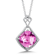 Pink Sapphire Pendant in Sterling Silver