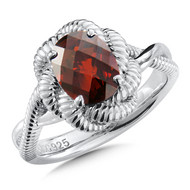 Garnet Ring in Sterling Silver