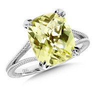 Green Gold Lemon Quartz Ring in Sterling Silver