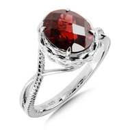 Garnet Ring in Sterling Ring