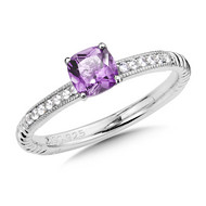 Amethyst & White Sapphire Ring in Stwerling Silver