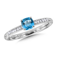 Blue Topaz & White Sapphire Ring in Sterling Silver