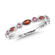 Garnet & Pink Torrmaline Ring in Sterling Silver