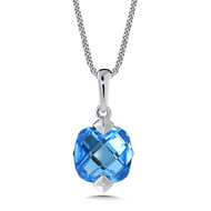 Blue Topaz Pendant in Sterling Silver