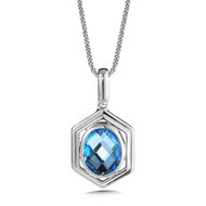 Blue Topaz Pendant in Sterling Silver