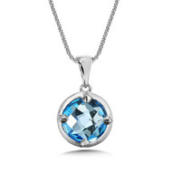 Blue Topaz Pendant in Sterling Silver