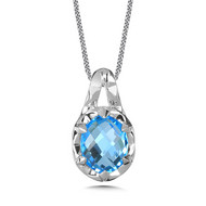 Blue Topaz Pendant in Sterling Silver