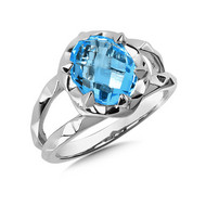 Blue Topaz Ring in Sterling Silver