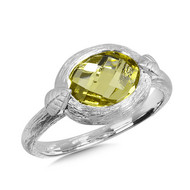 Green Gold Lemon Quartz Ring in Sterling Silver