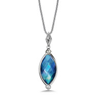 Quartz Blue Shell Pendant in Sterling Silver