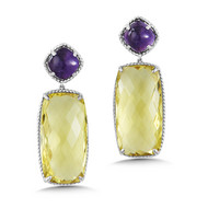 Amethyst & Lemon Quartz Earrings in Sterling Silver