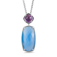 Amethyst & Blue Chalcedony Pendant in Sterling Silver