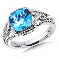 Blue Topaz Ring in Sterling Silver