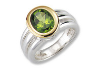 Peridot Ring in 18k Gold & Sterling Silver