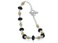 Onyx Bracelet in 18k Gold & Sterling Silver