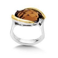 Honey Citrine Ring in 18K Gold & Sterling Silver