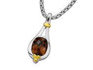 Honey Citrine Pendant in 18k Gold & Sterling Silver