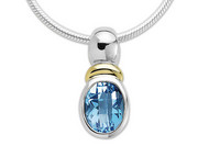 Blue Topaz Pendant in 18k Gold & Sterling Silver