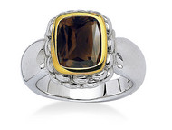 Smoky Quartz Ring in 18k Gold & Sterling Silver