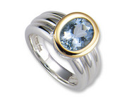 Aquamarine Ring in 18k Gold & Sterling Silver